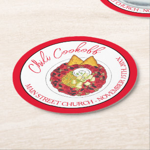 Posavasos Redondo De Papel Comida de cena de cocina de sopa de chile de chile