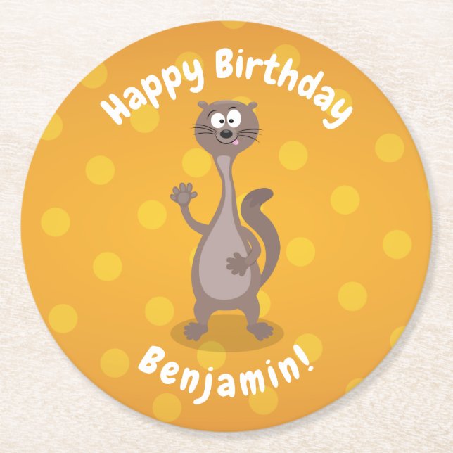 Posavasos Redondo De Papel Comida divertida tejiendo ilustracion personalizad (Anverso)