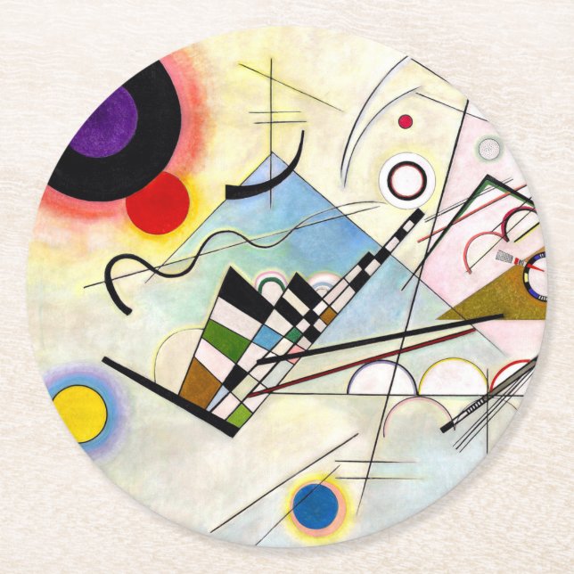 Posavasos Redondo De Papel Composición 8 de Kandinsky (Anverso)