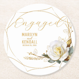 Posavasos Redondo De Papel Compromiso de oro rosa