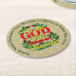 Posavasos Redondo De Papel Con Dios Todas Las Cosas Posible Cita Biblia