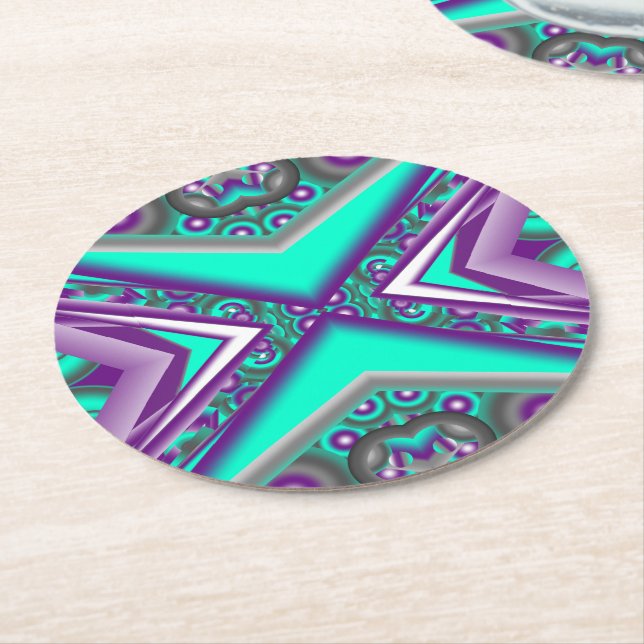 Posavasos Redondo De Papel Concéntrico Círculo Hasta El Punto Resumen (En perspectiva)