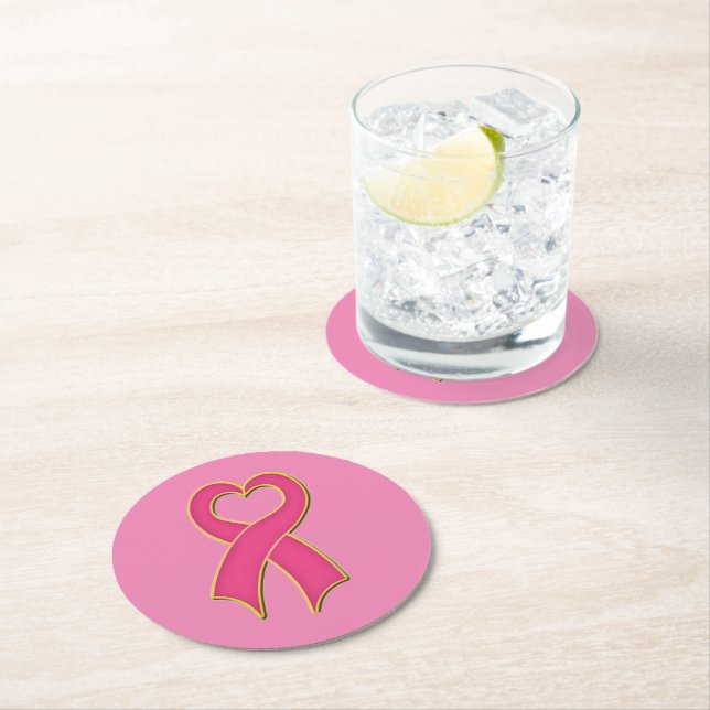 Posavasos Redondo De Papel Conciencia sobre el cáncer de mama (In situ)