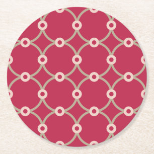 Posavasos Redondo De Papel Conectividad nuclear - magenta - patrón sin fisura