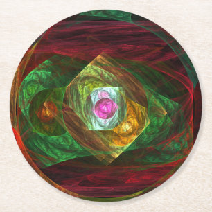 Posavasos Redondo De Papel Conexiones dinámicas Resumen de arte