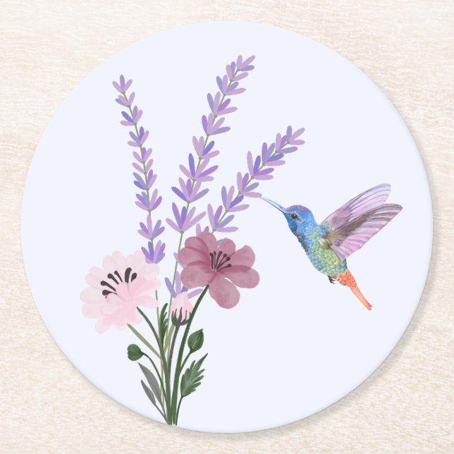 Posavasos Redondo De Papel Conjunto de escayola redonda de lavanda (Anverso)