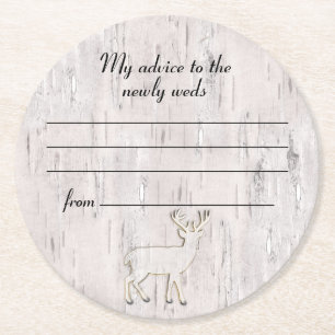 Posavasos Redondo De Papel Consejo de Bodas Birch Bark y Deer