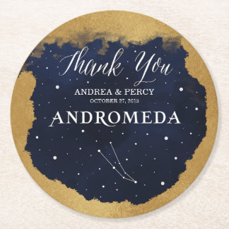 Posavasos Redondo De Papel Constelación Andrómeda Noche Estrellada Celestial