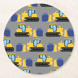 Posavasos Redondo De Papel Construcción de la fiesta del cumpleaños del bulld