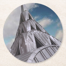 Posavasos Redondo De Papel Construcción de NYC Chrysler
