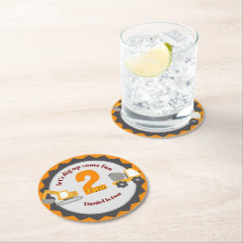 Posavasos Redondo De Papel Construction Dump Truck