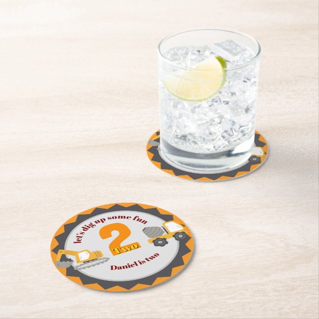 Posavasos Redondo De Papel Construction Dump Truck (In situ)