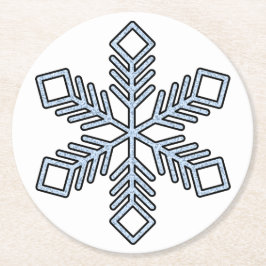 Posavasos Redondo De Papel Copo de Nieve Brillante - Ramas Azul Bebé