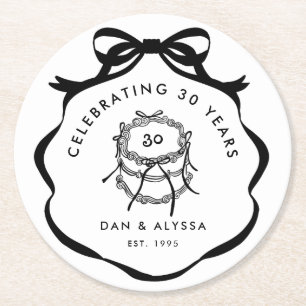 Posavasos Redondo De Papel Coqueta blanca y negra se dobla mejor