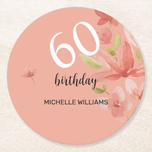 Posavasos Redondo De Papel Coral de primavera vibrante jardín acuarela Flora