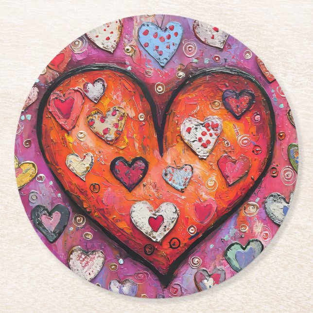 Posavasos Redondo De Papel Corazón (Anverso)