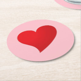Posavasos Redondo De Papel Corazón grande rosado rojo lindo moderno giratorio
