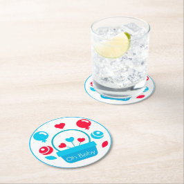 Posavasos Redondo De Papel Corazones, globos y cesta del corazón