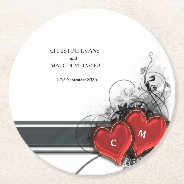 Posavasos Redondo De Papel Corazones y Desplazamientos (Anverso)