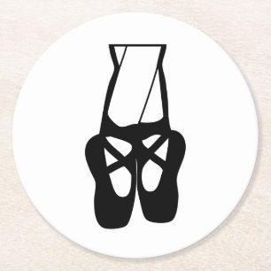 Posavasos Redondo De Papel Cortas zapatillas de ballet negro en punta