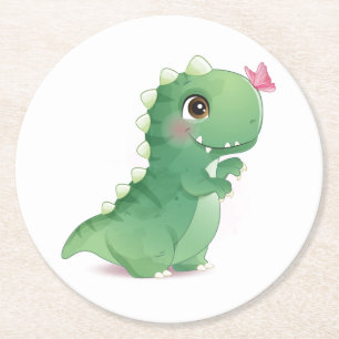POSAVASOS REDONDO DE PAPEL COSTERA DE PAPEL: DINOSAURIO DE BEBÉ