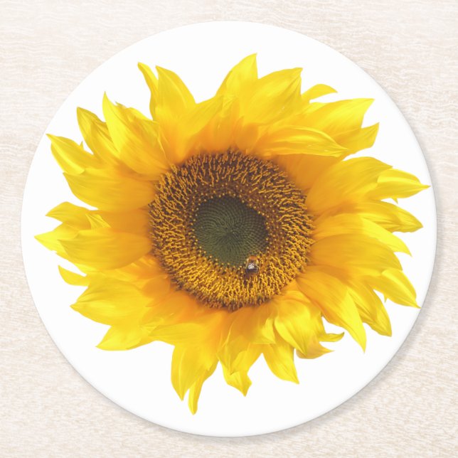 Posavasos Redondo De Papel costra de girasol amarillo (Anverso)