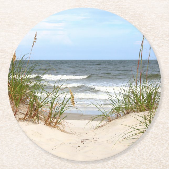 Posavasos Redondo De Papel Costras de papel de playa (Anverso)