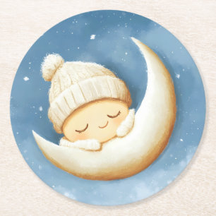 Posavasos Redondo De Papel Cosy Knit Nap Cresent Moon