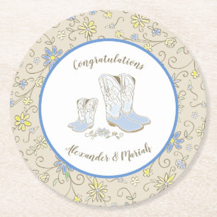 Posavasos Redondo De Papel Cowboy Baby Shower