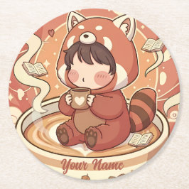 Posavasos Redondo De Papel Cozy Red Panda Brew Absorbent Coaster Set