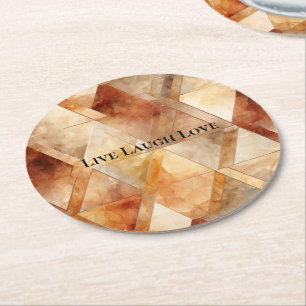 Posavasos Redondo De Papel Cream Burgundy Red Gold Triangels