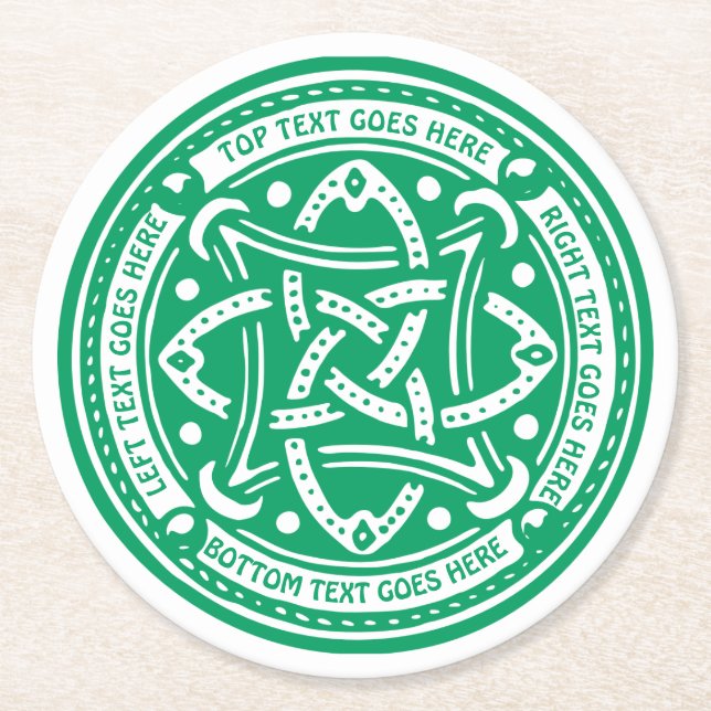 Posavasos Redondo De Papel Cree su propio irlandés céltico del verde del (Anverso)