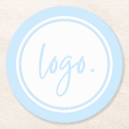 POSAVASOS REDONDO DE PAPEL CREE SU PROPIO PERSONALIZADO AZUL DE LOGOTIPO MÍNI