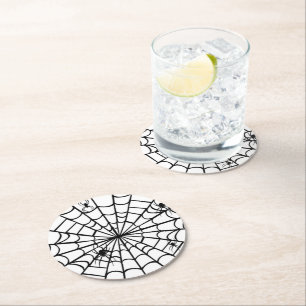 Posavasos Redondo De Papel Creepy Spider Web