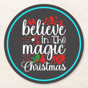 Posavasos Redondo De Papel Creer en la magia de los Navidades-84604