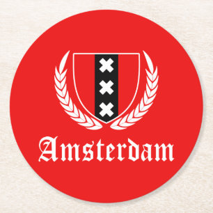 Posavasos Redondo De Papel Crest de Ámsterdam