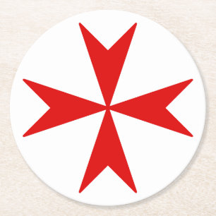 Posavasos Redondo De Papel Cruz De Malta (rojo)
