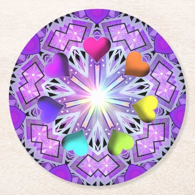 Posavasos Redondo De Papel Cuadrado de papel púrpura W2 (Anverso)