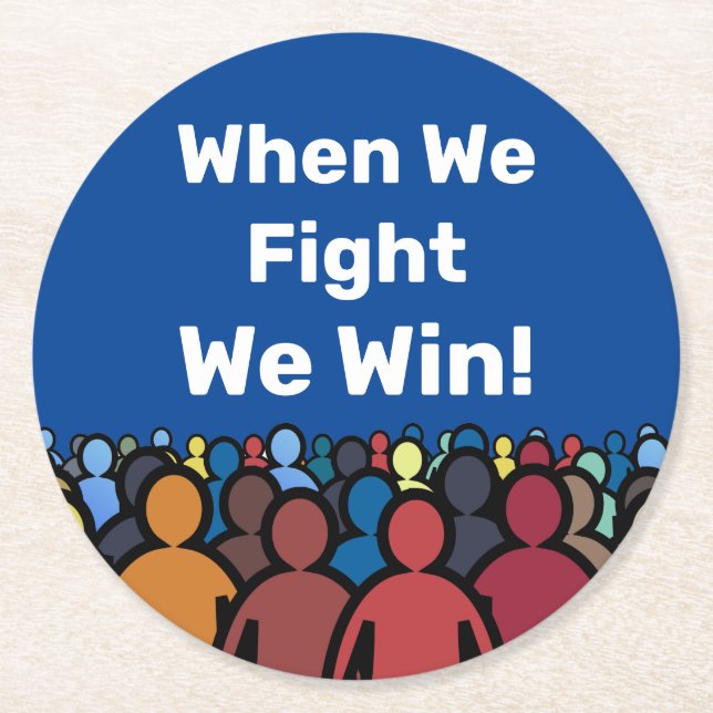 Posavasos Redondo De Papel Cuando Peleamos Ganamos Harris Walz (Anverso)