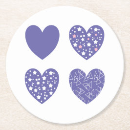 Posavasos Redondo De Papel Cuatro corazones