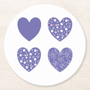 Posavasos Redondo De Papel Cuatro corazones