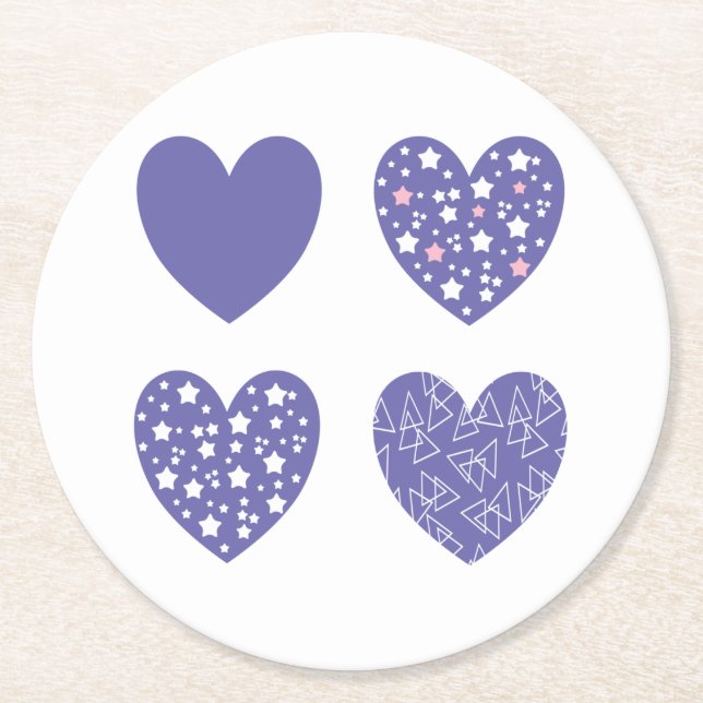 Posavasos Redondo De Papel Cuatro corazones (Anverso)