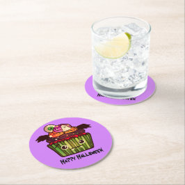 Posavasos Redondo De Papel Cubierta de Halloween espeluznante