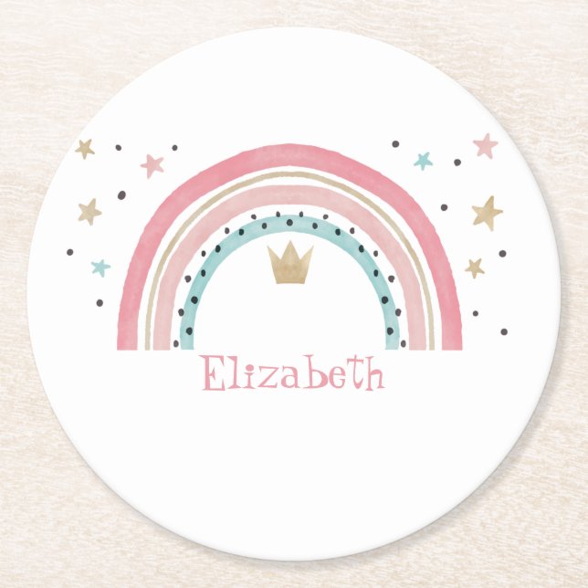 Posavasos Redondo De Papel Cuestas Estrellas Arcoiris (Anverso)