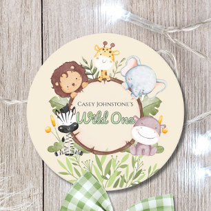 Posavasos Redondo De Papel Cumpleaños 1 Safari Acuarela Wild One