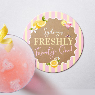Posavasos Redondo De Papel Cumpleaños 21 de Freshly Twenty-One Limones