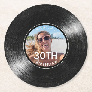 Posavasos Redondo De Papel Cumpleaños 30 Vinyl Record Photo Papel Posavasos