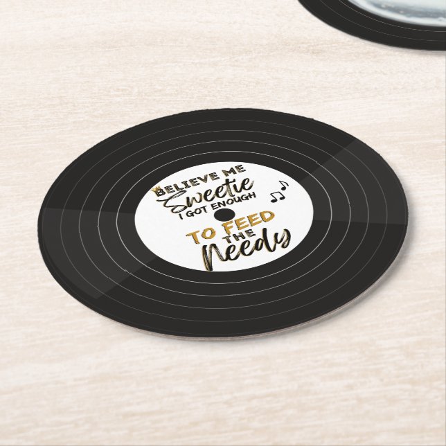 Posavasos Redondo De Papel Cumpleaños/Baby Shower de la vieja escuela 90 con  (En perspectiva)