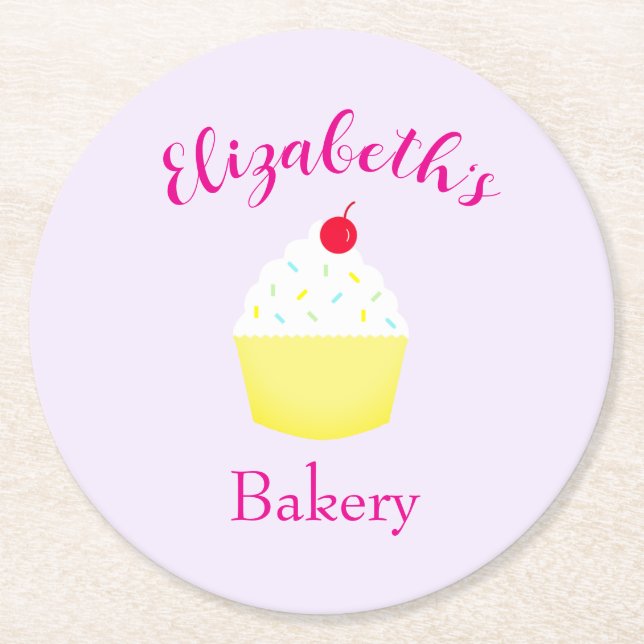 Posavasos Redondo De Papel Cumpleaños de Hornear Cupcake (Anverso)