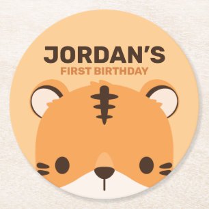 Posavasos Redondo De Papel Cumpleaños de los tigres